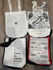 Lot of 4 Small Lululemon Shopping Bags Yoga White Black Red