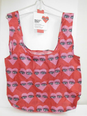 new REUSABLE TOTE BAG Kendra Dandy Hearts Face Eyes Red Pink Lightweight Travel