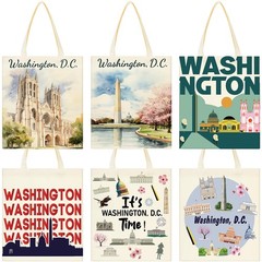 6 Pcs Tote Bag Watercolor City Souvenir Gift Women Travel Gifts Grocery Shopp…