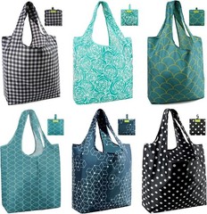 Heavy Duty Bulk Large Reusable Grocery Bags 6 Pack Foldable Sturdy Recycled