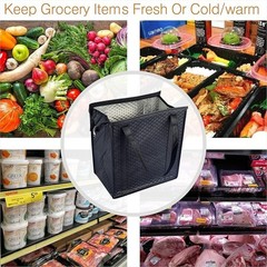 Non-Woven Insulated Bags 2 Pack Zipper Closure Transport Frozen Grocery Items US