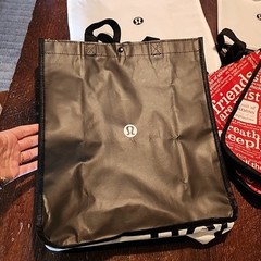 Lot of 8 Lululemon Shopping Bags Small Medium Large Totes Black White Red