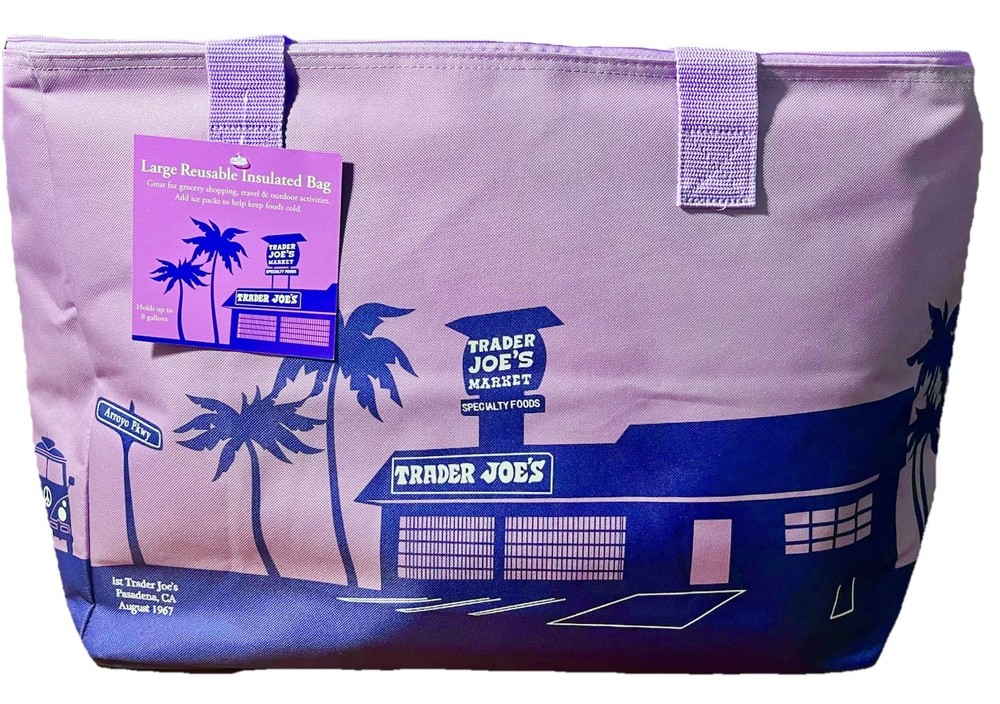 Trader Joe’s Pasadena CA Insulated Bag Purple Lavender Large Reusable Tote NWT