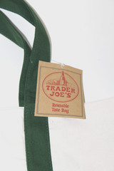 Trader Joe’s Forest Green/Ivory Canvas Tote Shopper Shopping Grocery Book Bag -L