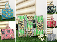 Floral Animal Print Cotton Quilted Multipurpose Tote Bag Market Bag – 10 Pcs Lot