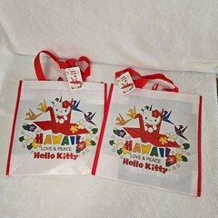Hello Kitty Hawaii Love & Peace Pearl Harbor Museum Reusable Tote Bag Set of 2