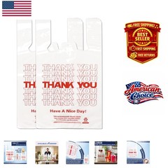 Bulk 100pcs White ‘Thank You’ Plastic Bags, Sturdy Grocery Shopping Solution