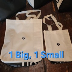 Lot of 8 Lululemon Shopping Bags Small Medium Large Totes Black White Red