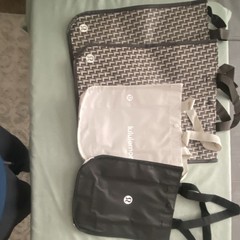 Lululemon Reusable Shopping Bags Set of 4 Black White Gray Geometric Solid