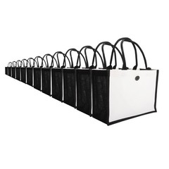 MEIANJUN Jute Beach Tote Set of 12 Burlap Tote Bags with Button Handles for T…