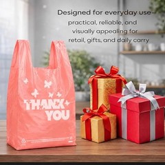 PINK Thank you bagsPCS T shirt bags, To Go Bags,Grocery bags, Large 100 Pink