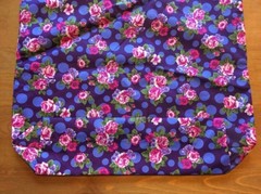 Purple Flower Pattern Re-Usable Shopping Bag Lightweight Tote Handbag 15.75”