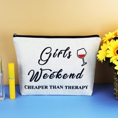 3 Pcs Girls Weekend Best Friends Gift for Women Makeup Bag s, Off White