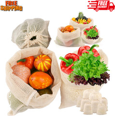 Reusable Cotton Mesh Produce Bags – 8 Pack for Groceries and Storage