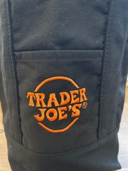 Trader Joes Mini Canvas Black Orange Tote Bag Embroidered Logo LIMITED-EDITION