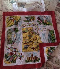 NEW Retro Style Cotton GEORGIA MARKET/TOTE BAG – 21″ x 22.5″ Square 0NE