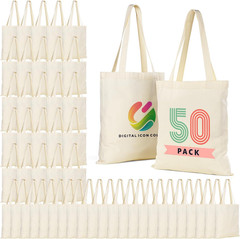 50/120 Pack Canvas Tote Bag Bulk for Business or Group, 13X15 Inches Blank Tote
