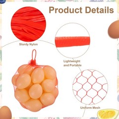 100Pcs Reusable Mesh Bags, 30cm Nylon Storage Bags with Closures, Red