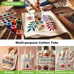 Canvas Tote Bag 4 Pack Reusable Cotton Shopping Bags Blank DIY Craft Tote Market