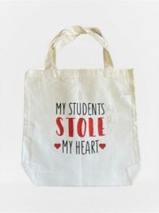 Teacher Canvas Bag tote valentine appreication gift 100 book binder field trip t