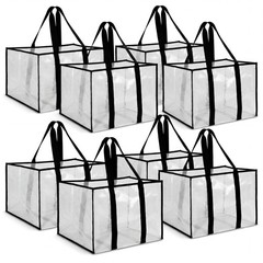 8 Pack Reusable Grocery Bags, Heavy Duty Shopping Bags with Reinforced Bottom…