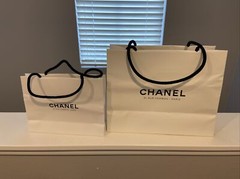 CHANEL WHITE PARIS AUTHENTIC SHOPPING BAGS TOTAL 2 USED VARIOUS SIZES SMALL MED