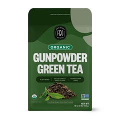 FGO Organic Gunpowder Green Tea, Loose Leaf, 453g Bulk 1 Pound (Pack of 1)