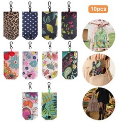 10PCS Reusable Grocery Bags Foldable Polyester Shop Tote Washable Store Travel