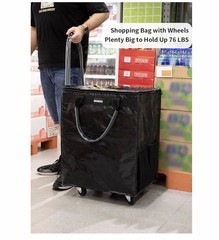 Durable Large 76lbs Rolling Tote Bag with 3 Handles – Perfect for Busy Shoppers