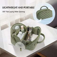 honitty Makeup Bag, Quilted Puffy Travel Make up Bags, Green