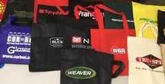 Reusable Tote Bags Lot Of 15 Ammunition Gun Optics Logos 13 x 15” Assorted