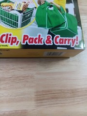 Shopping Grab Bag 2 Pack Reusable Clip to Cart with Pockets New Open Box