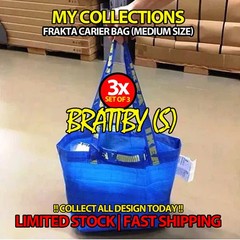 IKEA BRATTBY Multipurpose Small Shopping Grocery Bag (Reusabla Bag : Set of 3+1)