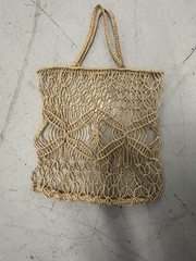 Beige String Mesh Foldable Bag for Decor or Eco- Smart Use