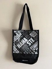 Lululemon Small Reusable Tote Bag Snap Button Black & White With All Over Print