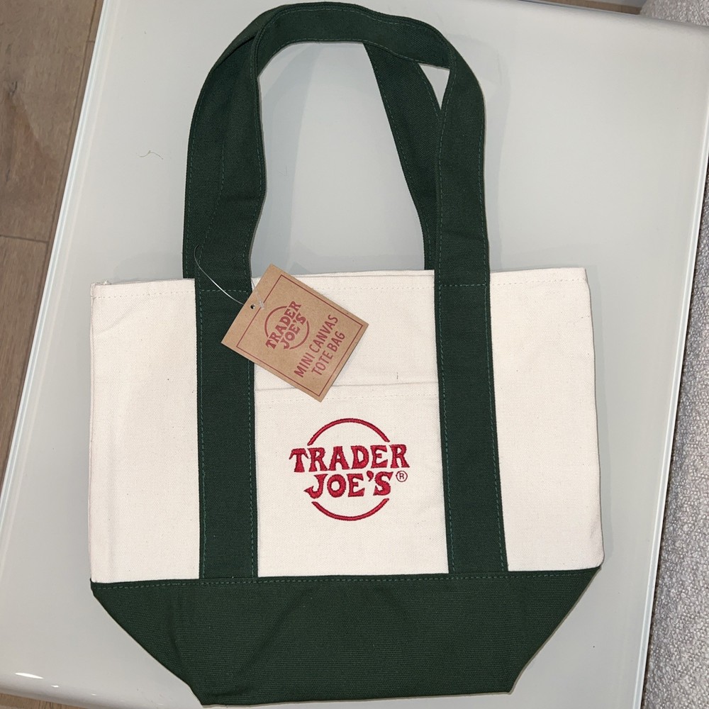 Rare, Collectible, Authentic NWT TRADER JOE’S mini tote , dark green