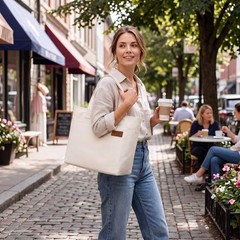 White Canvas Zippered Totes (10-Pc Set) for Women – Reusable Shoulder Bags