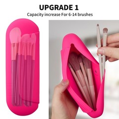 2 IN 1 Silicone Makeup Brush Holder with Beauty Make Up Sponge Babbie Pink