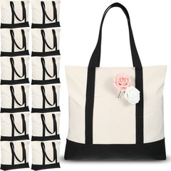 Sherr 12 Pcs Canvas Tote Bag Bulk, 21 in Cotton Blanks Canvas Tote with Pocke…