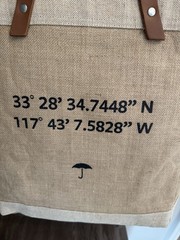 Jute Tote Bag Leather Handles Dana Point CA Coordinates Beach Market Tote