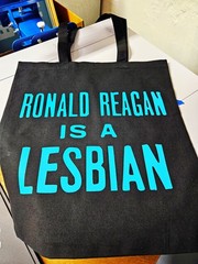 Ronald Reagan is a Lesbian screen-printed Tote Bag Gay pride lgbtq vintage retro