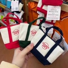 3X Trader Joe’s Mini Canvas Micro Tote With Storage Bag Christmas Limited Gift