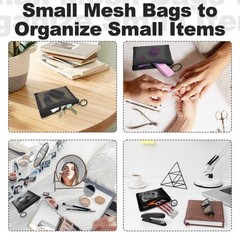 Mini Mesh Pouches (4 Pack), Small Bags with 4 Pack Black, Black
