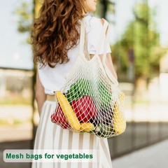 1-Pack Reusable Washable Mesh Net String Grocery Bags [Yellow,Short Handle]