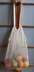 Cotton String Net Shopping Grocery Bag – Short & Long Handles – Natural Colour