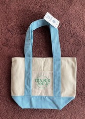 Trader Joe’s Mini Canvas Tote Bag Spring 2026 Pastel Blue NEW WITH TAGS -IN HAND