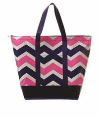 Toss Designs Bella High Tide Chevron Blue Orange Monkey Tote Bag Beach Shopper
