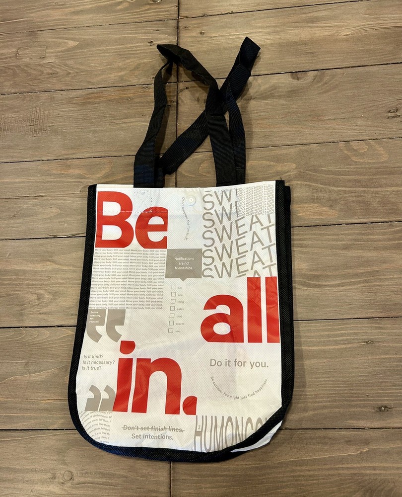Lululemon Tote, Small Reusable Shopping Tote Shopper, Black, Red And White