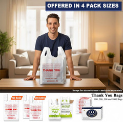White Thank you T shirt bag, Grocery shopping bag Reusable and Disposable Superm