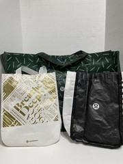 Lululemon Reusable Shopping Tote Bag Large Green Gold Black White Lot 3